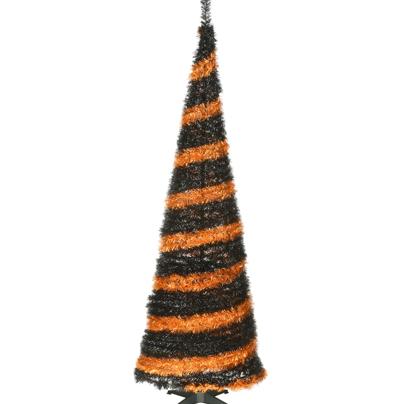 7.5 ft. Halloween Black and Orange Tinsel Tree