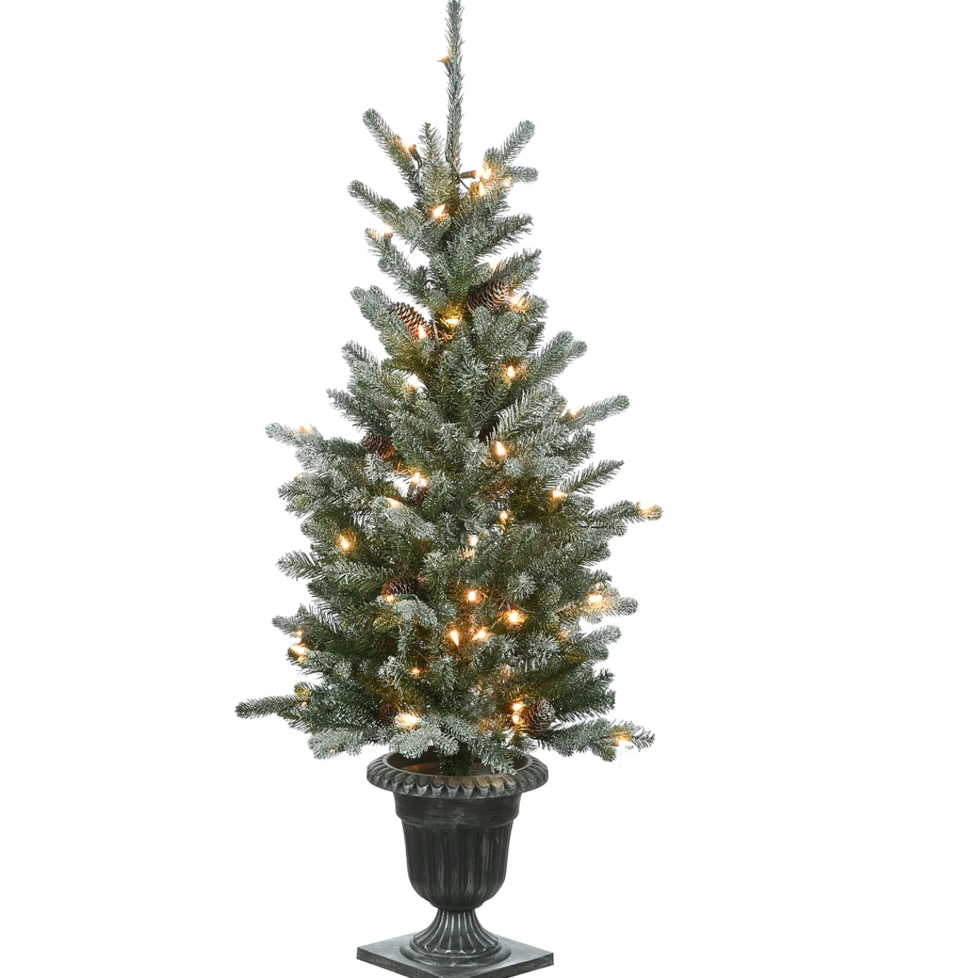 4 ft. Pre-Lit Snowy Morgan Spruce Tree with Clear Lights