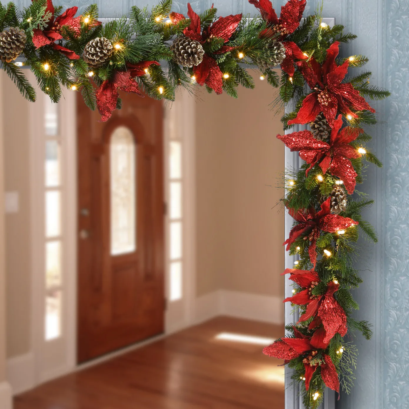 9 ft. Pre-Lit Decorative Collection Garland with Clear Lights
