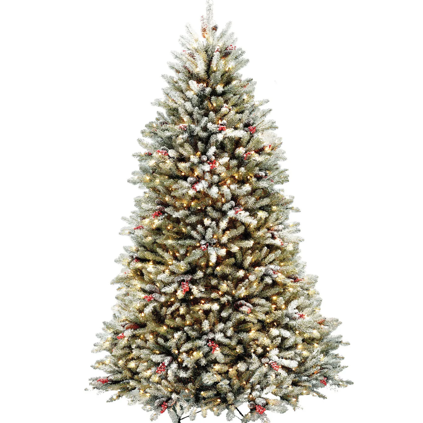 7.5 ft. Pre-Lit Dunhill Fir Flocked Tree with 750 Clear Lights