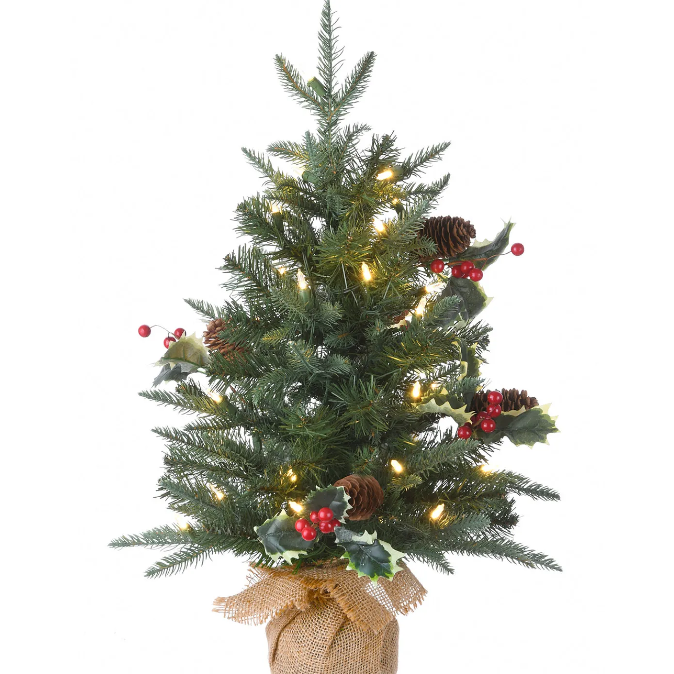 2 ft. Pre-Lit Happy Hill Pine Tree with LED Lights