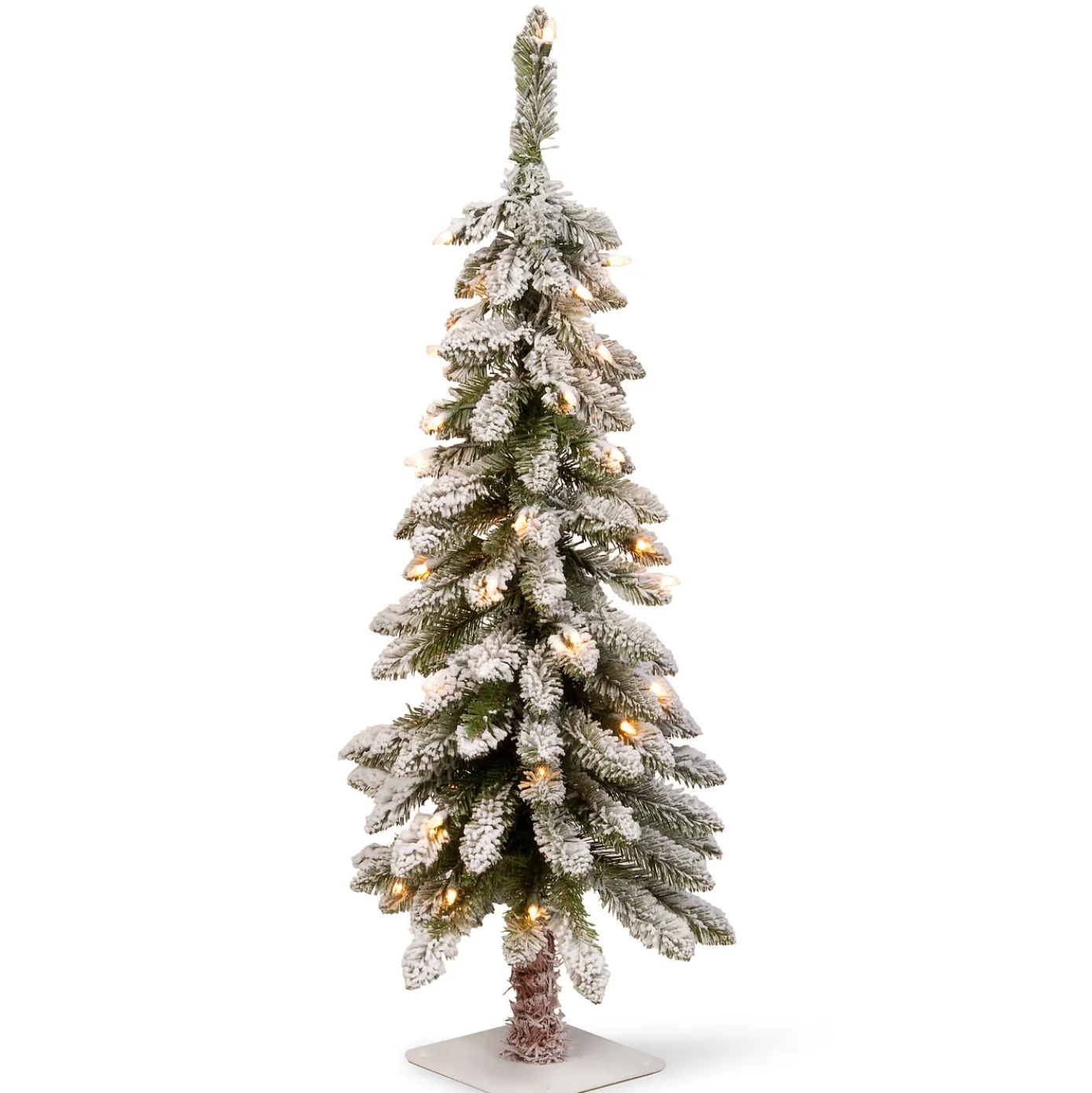3 ft. Pre-Lit Snowy Downswept Forestree Tree with Clear Lights