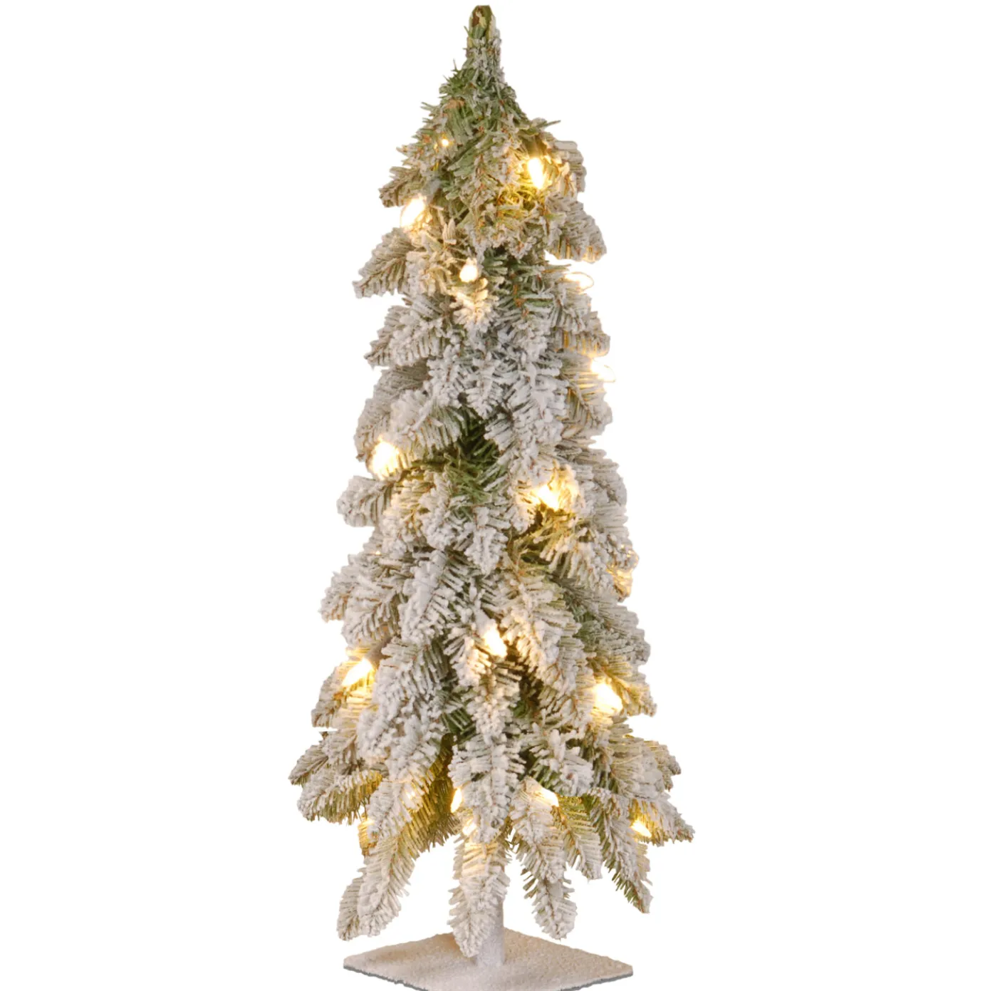 2 ft. Pre-Lit Snowy Downswept Forest Tree with Clear Lights