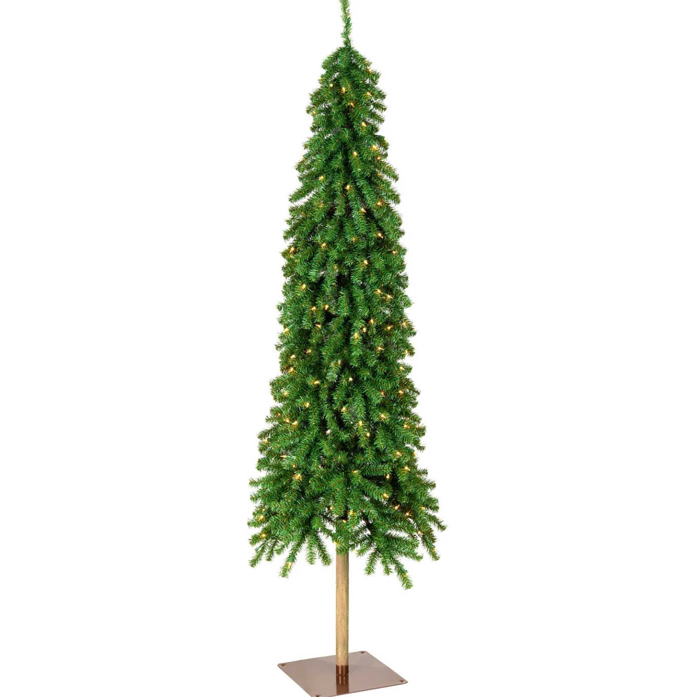 6.5 ft. Pre-Lit Snowy Grand Alpine Pencil Slim Tree with Clear Lights