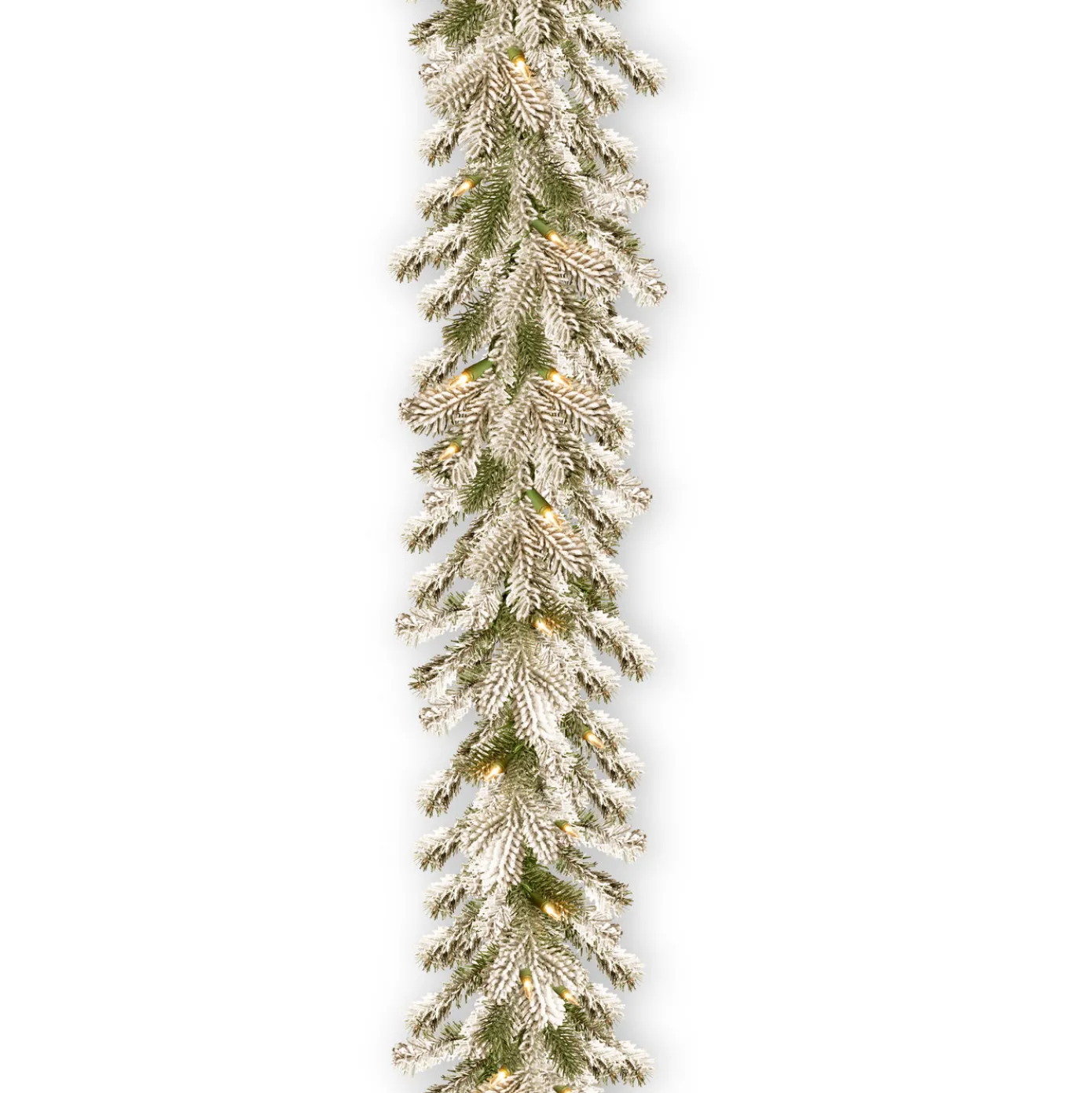 9 ft. Pre-Lit Snowy Sheffield Spruce Garland with Twinkly LED Lights