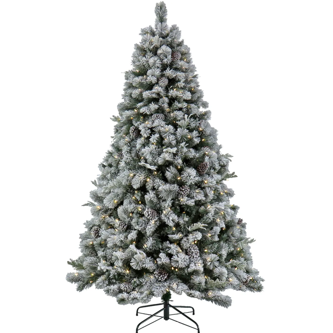7.5 ft. Pre-Lit Snowy Silver Hill Pine Tree with LED Lights