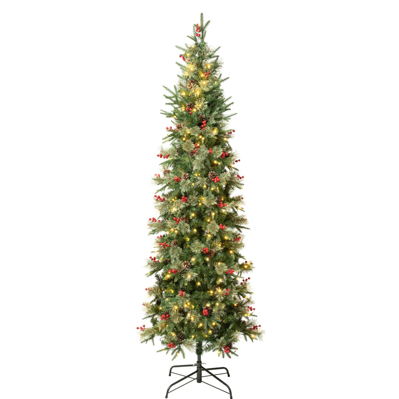 7.5 ft. Pre-Lit Virginia Pine Mixed Slim Tree with Warm White LED Lights