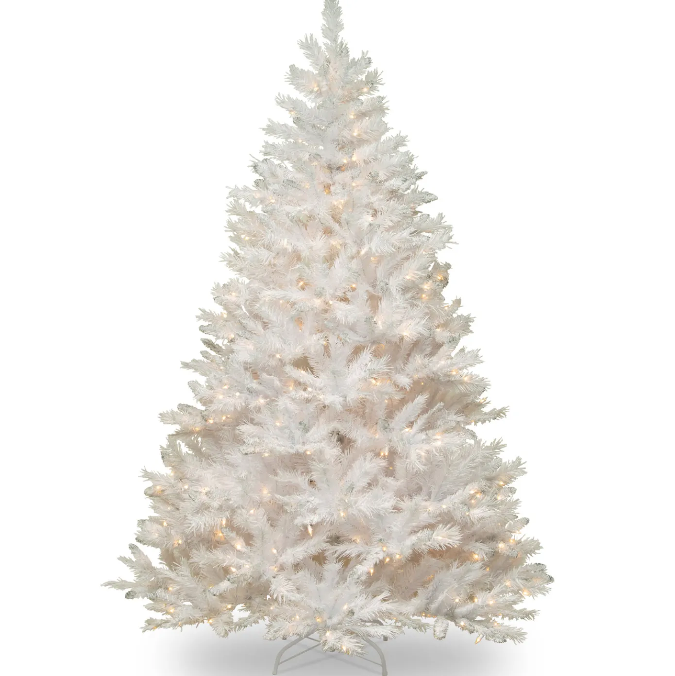 7.5 ft. Pre-Lit Winchester Pine White Tree with Clear Lights and Silver Glitter