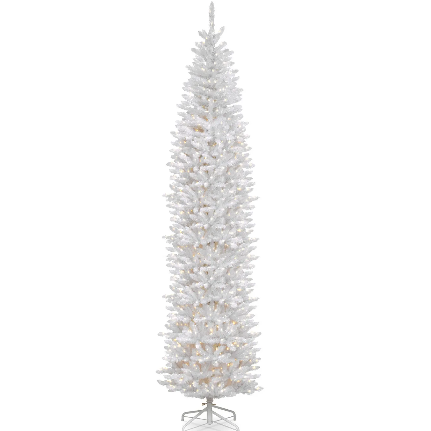 12 ft.Pre-Lit Kingswood Fir White Pencil Slim Tree with Clear Lights