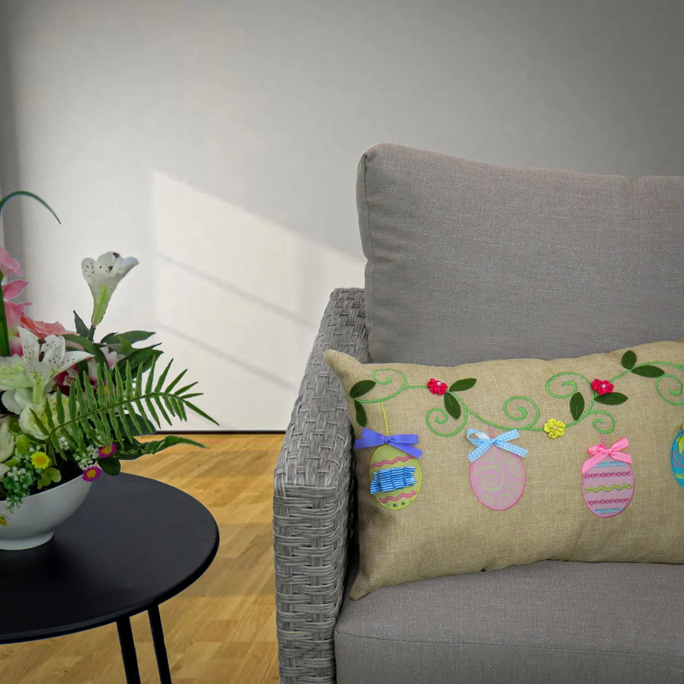 18 in. by 10 in. Decorated Easter Eggs Decorative Pillow