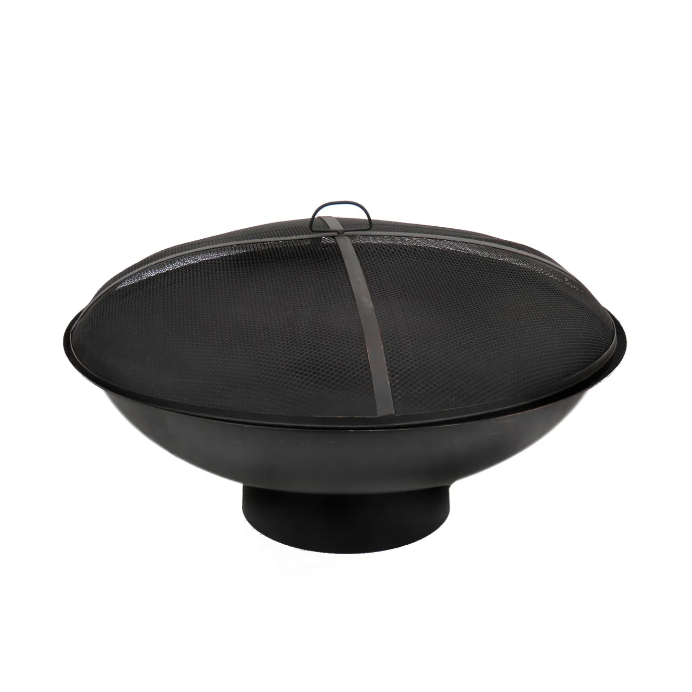 32 in. Cast Iron Outdoor Fire Pit Bowl with Black Screen Cover