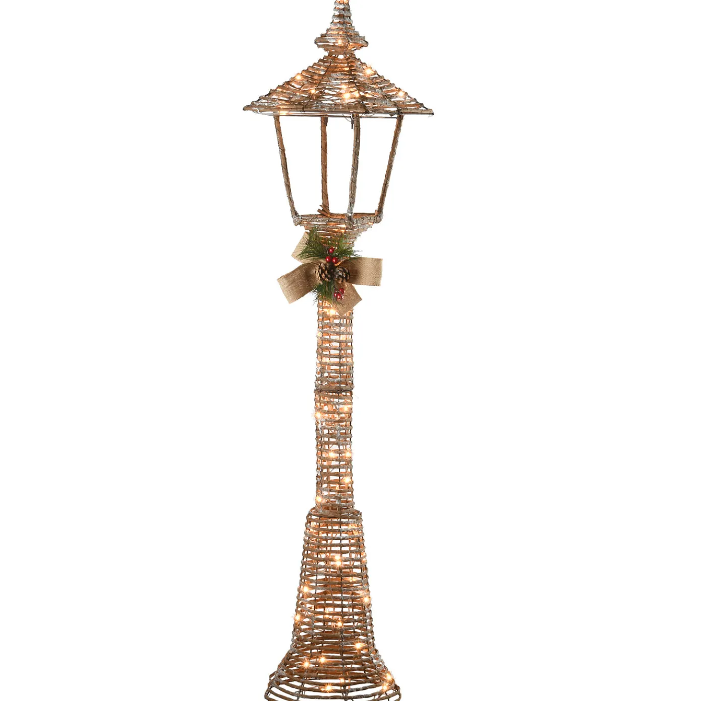 60 in. Champagne Vine Lamppost Decoration with Clear Lights