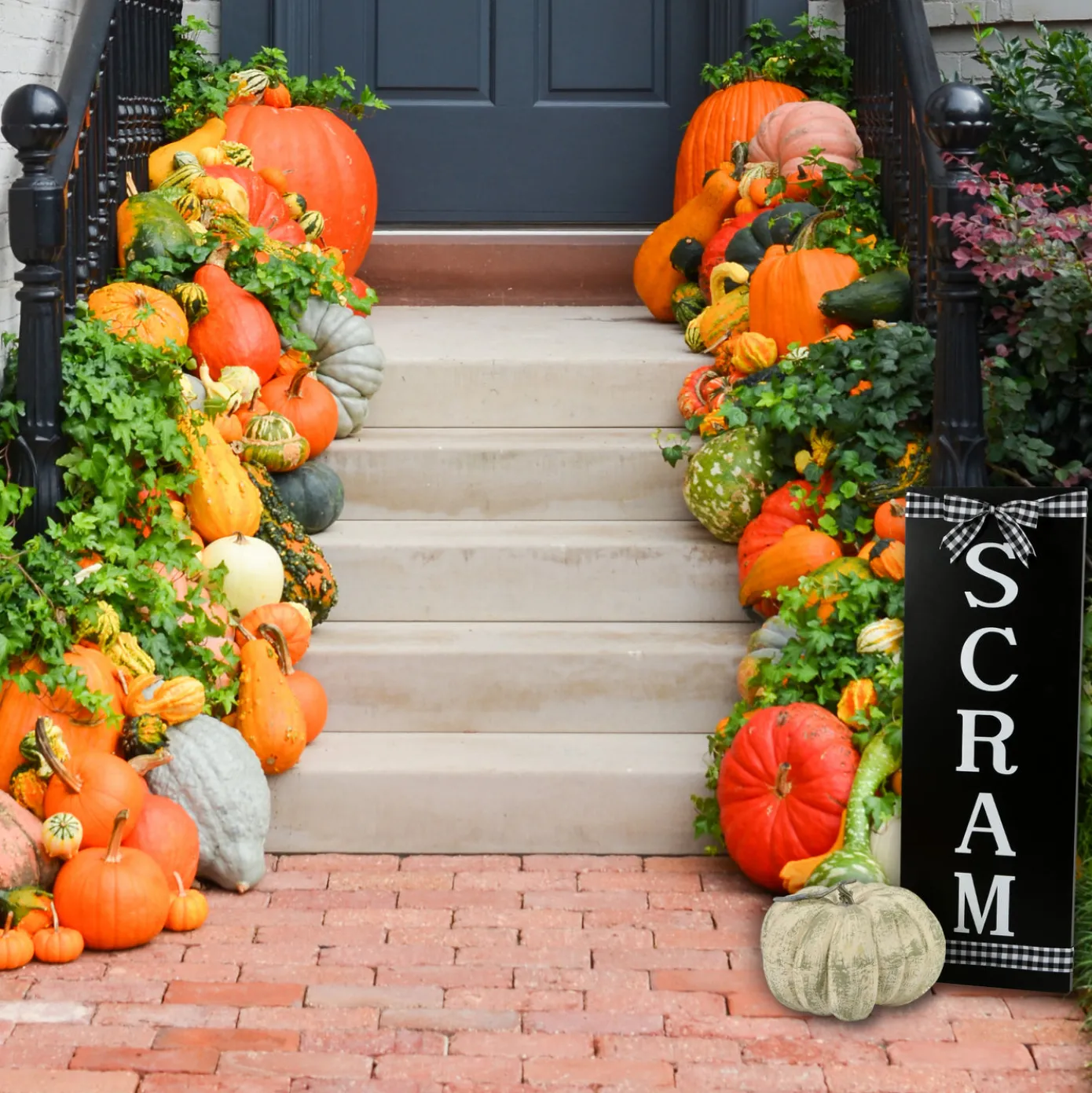 30 in. Halloween Scram Hanging Porch Sign Decoration