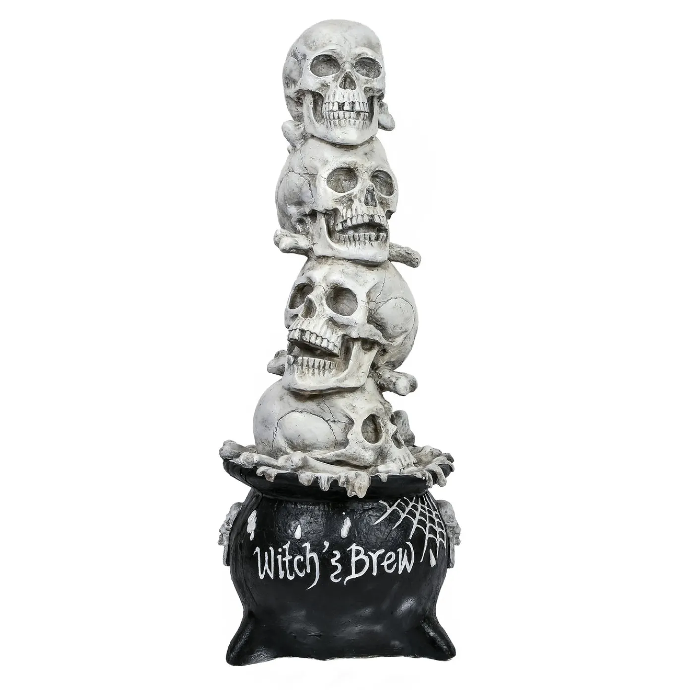 38 in. Halloween Stacked Skulls in a Cauldron Tabletop Decoration
