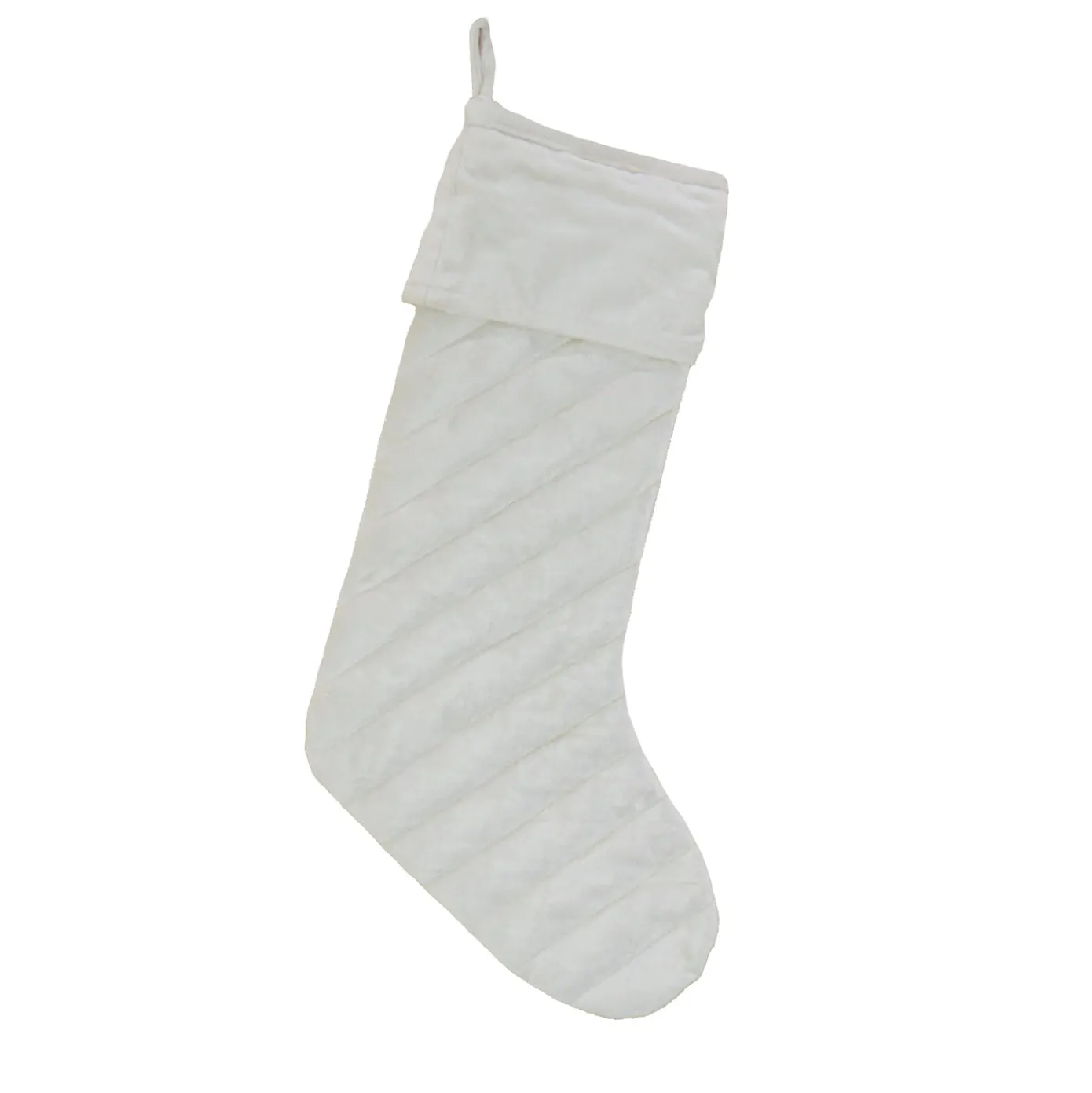 19 in. HGTV Home Collection Quilted Velvet Stocking, Ivory