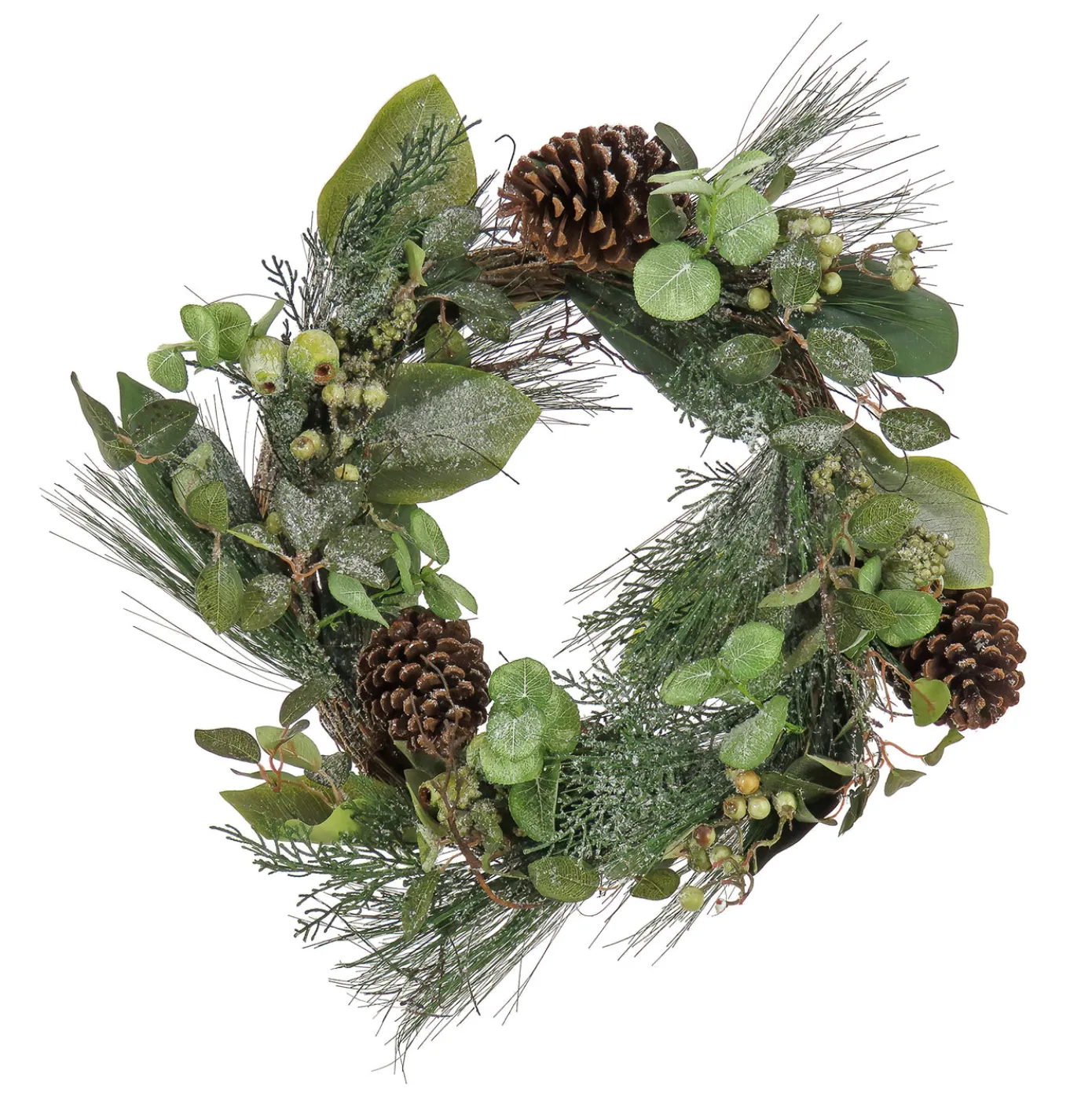 24 in. Pine Berry Cone Plastic Wreath