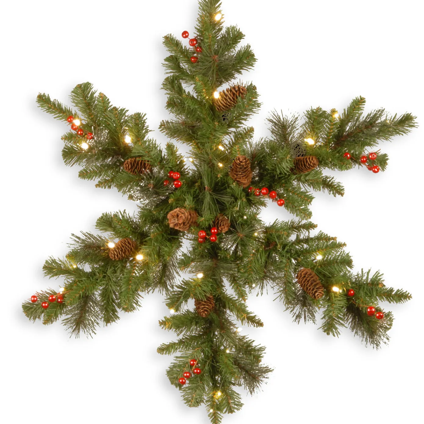 32 in. Pre-Lit Crestwood Spruce Snowflake with Warm White LED Lights