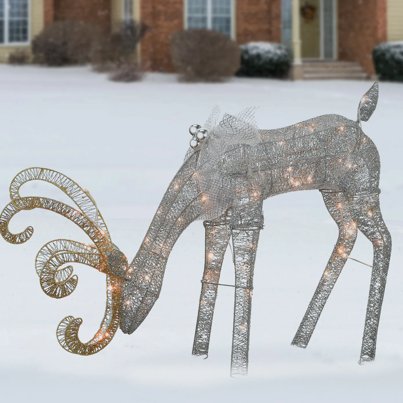 28 in. Reindeer Decoration with LED Lights