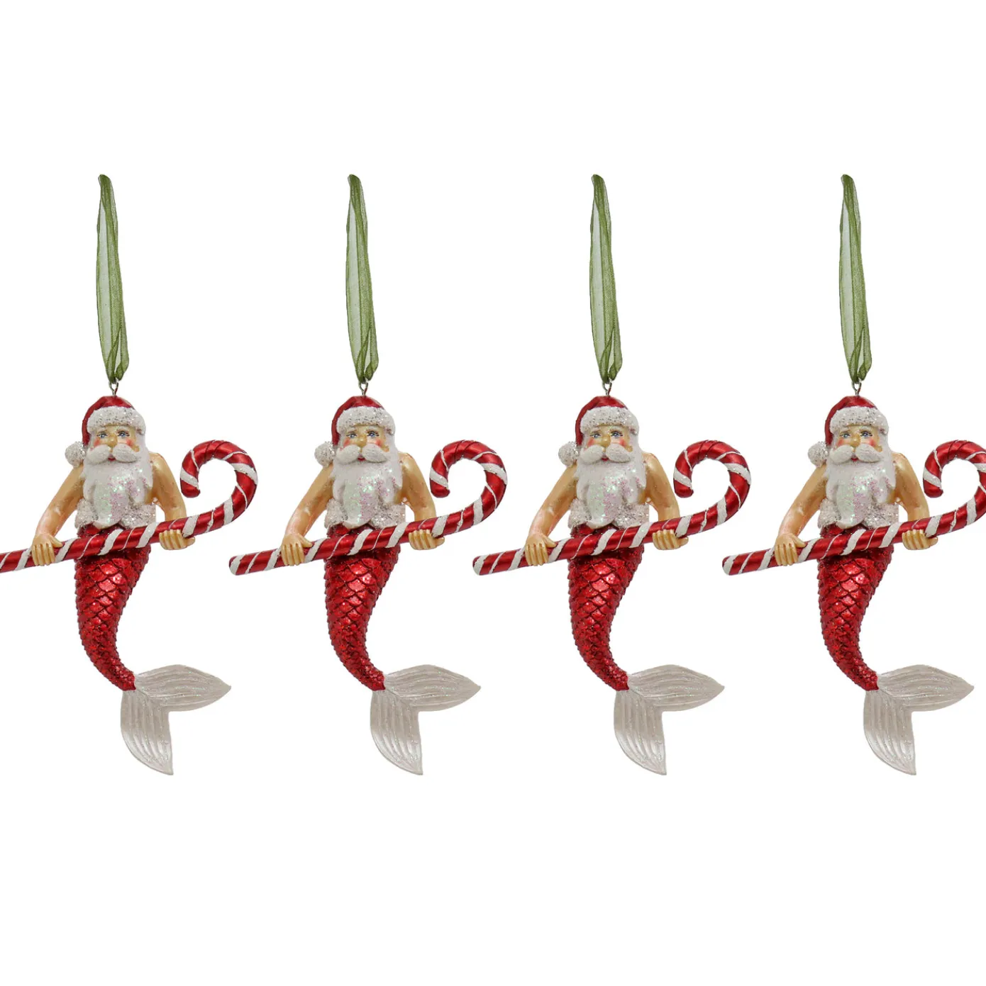 4-Piece HGTV Home Collection Santa Merman Ornaments