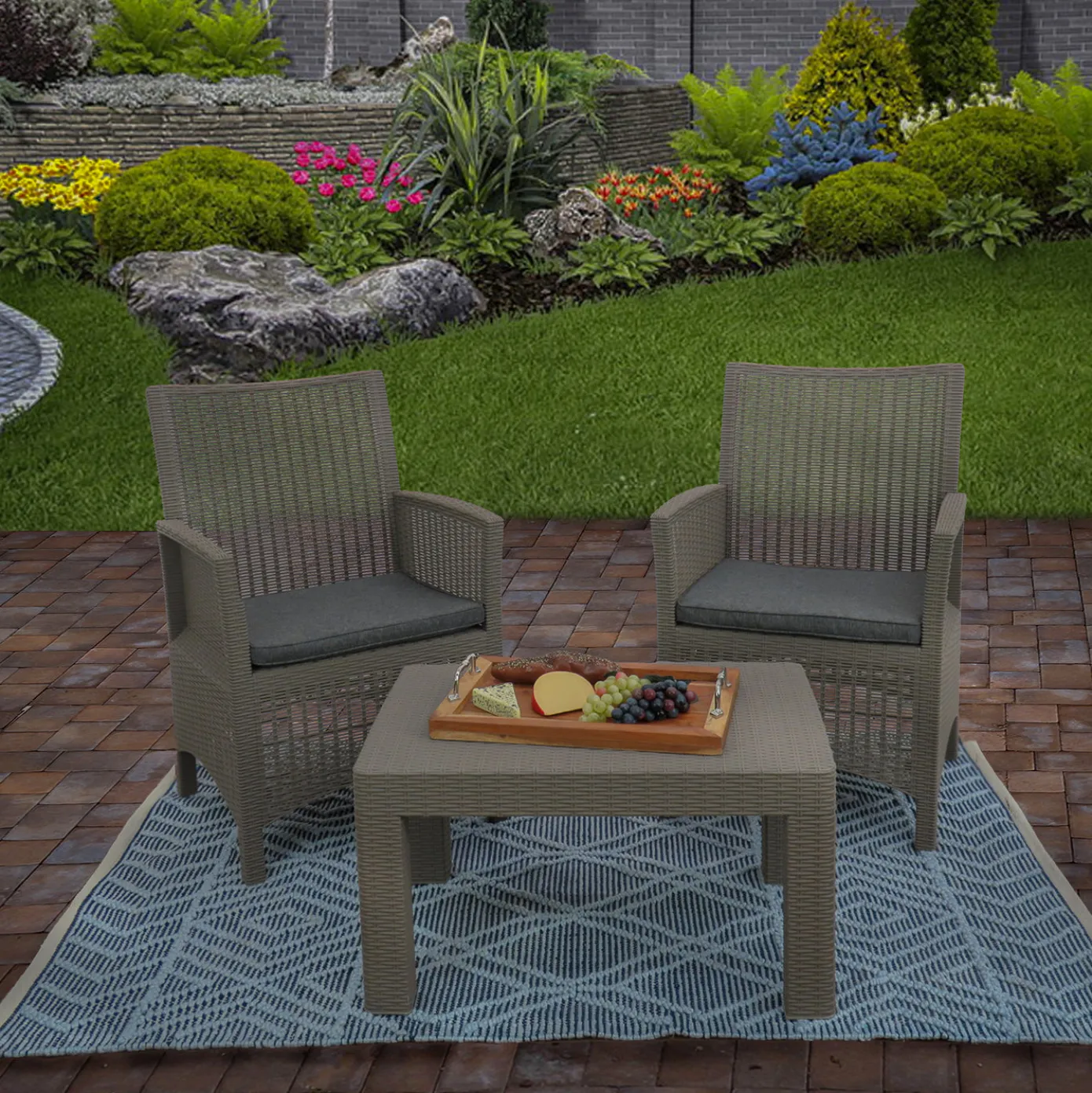 5x7 ft. Navy Blue Hand Woven Outdoor Rug